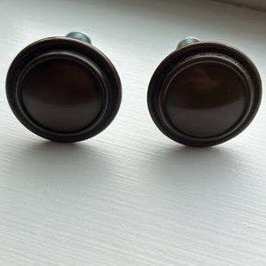 Door Cabinet Drawer Knobs Bronze Brown Metal Plastic 1 1/4"